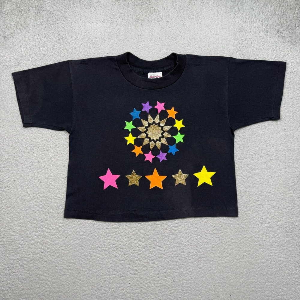 Vintage 90s Jacques Morét Central Starburst Mandala Crop Top T-shirt - Picture 2 of 4